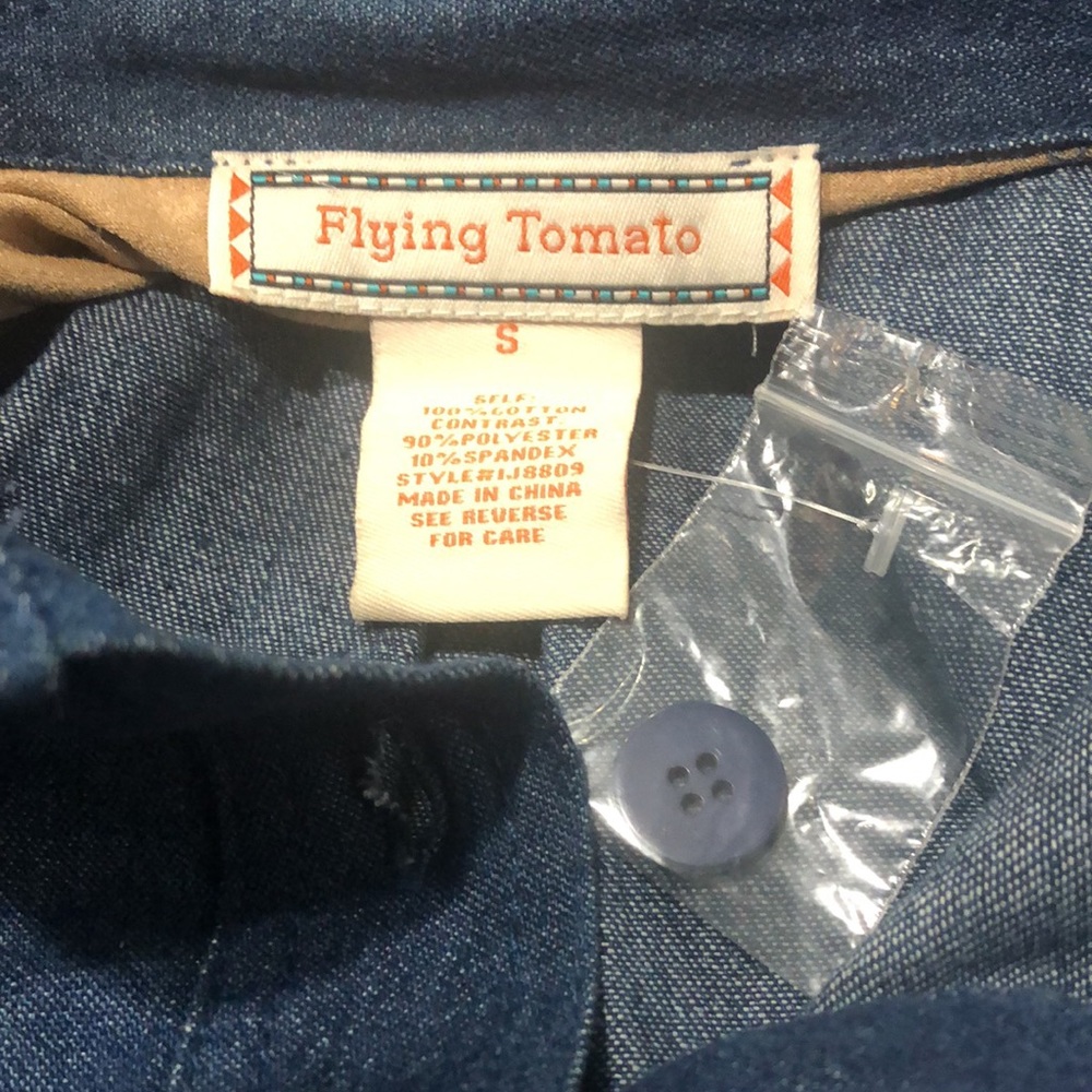 Flying Tomato Denim Aztec Shirtdress with Belt - Picture 2 of 15